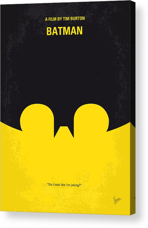Batman Acrylic Print featuring the digital art No008 My Batman minimal movie poster by Chungkong Art
