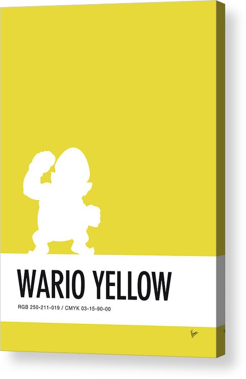 Mario Acrylic Print featuring the digital art No43 My Minimal Color Code poster Wario by Chungkong Art