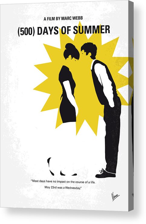 500 Days Of Summer Acrylic Print featuring the digital art No500 My 500 Days Of Summer minimal movie poster by Chungkong Art