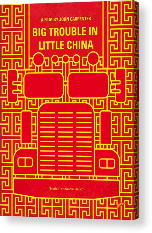 Big Trouble In Little China Acrylic Print featuring the digital art No515 My Big Trouble in Little China minimal movie poster by Chungkong Art