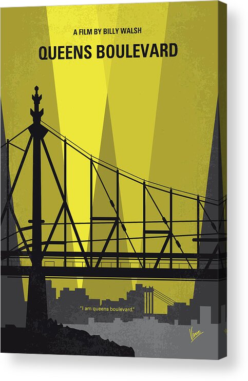 Queens Boulevard Acrylic Print featuring the digital art No776 My Queens Boulevard minimal movie poster by Chungkong Art