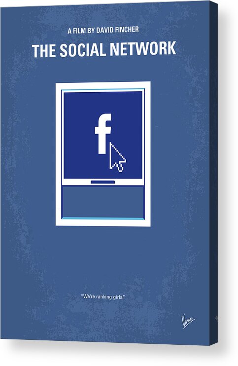 The Social Network Acrylic Print featuring the digital art No779 My The Social Network minimal movie poster by Chungkong Art