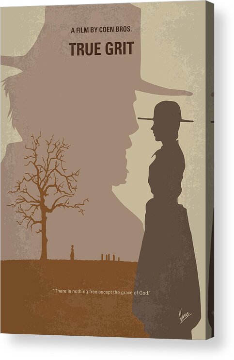 True Grit Acrylic Print featuring the digital art No860 My True grit minimal movie poster by Chungkong Art