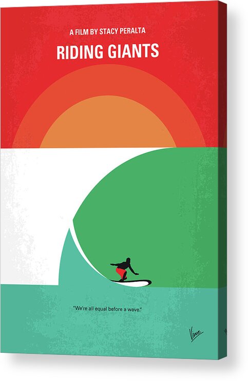 Riding Acrylic Print featuring the digital art No915 My Riding Giants minimal movie poster by Chungkong Art