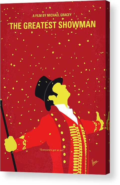 The Greatest Showman Acrylic Print featuring the digital art No965 My The Greatest Showman minimal movie poster by Chungkong Art
