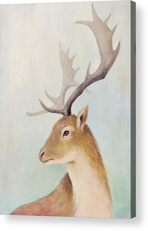 Deer Acrylic Print featuring the painting Norway Deer by Olga Yatsenko