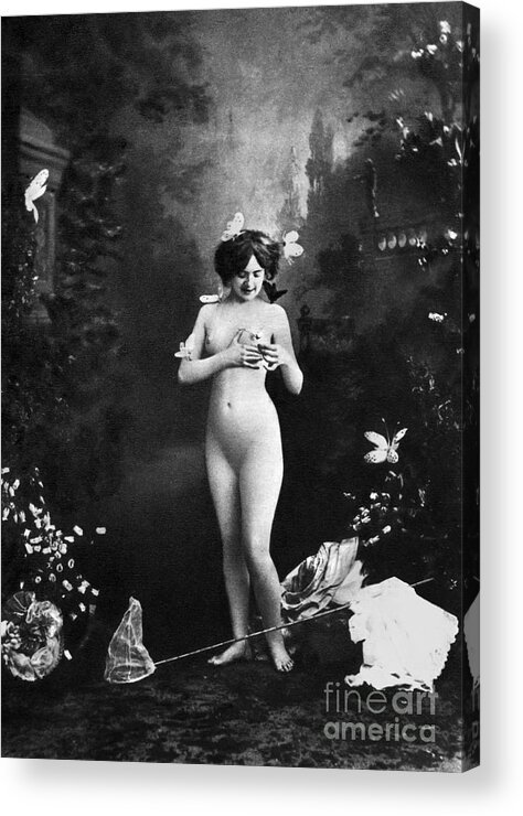  Acrylic Print featuring the painting NUDE AND BUTTERFLIES, c1900 by Granger
