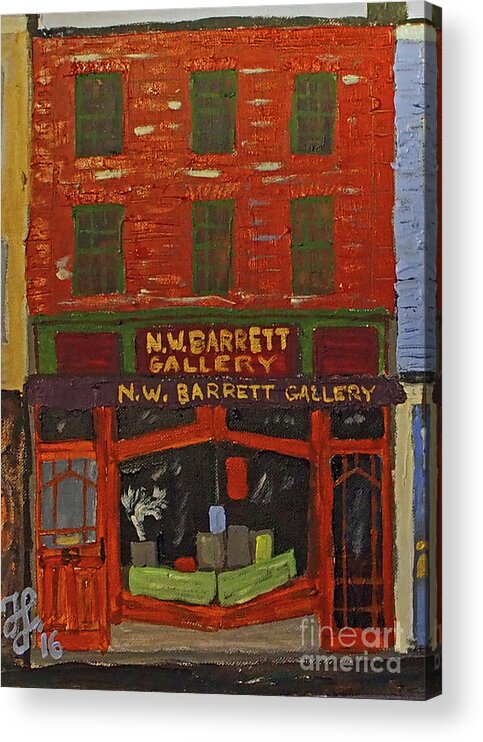 #shopfront #portsmouthnh Acrylic Print featuring the painting N.W.Barrett Gallery by Francois Lamothe