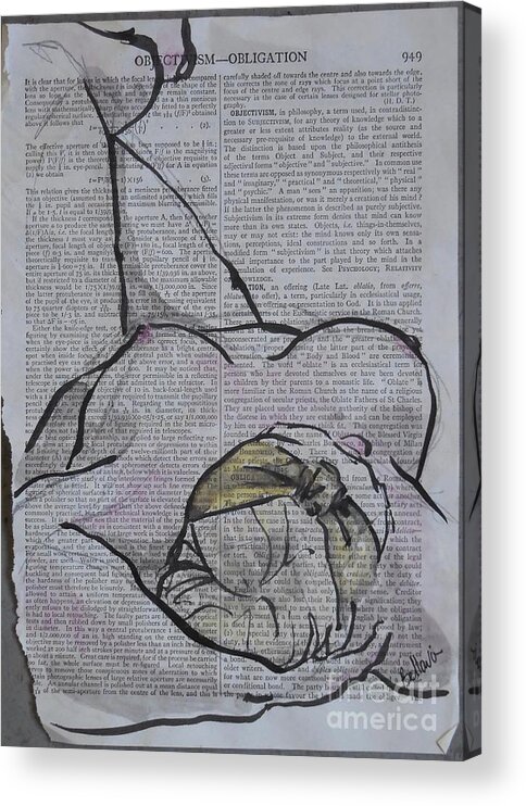 Sumi Ink Acrylic Print featuring the drawing Obligation by M Bellavia