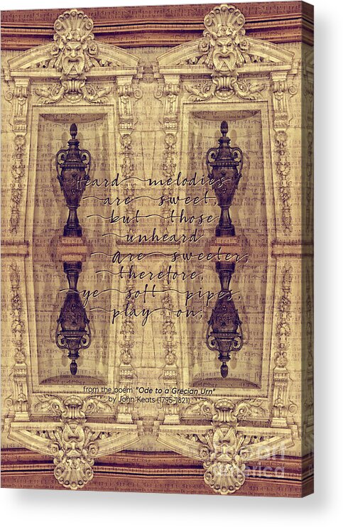 Ode To A Grecian Urn Acrylic Print featuring the photograph Ode to a Grecian Urn Palais Garnier Paris France by Beverly Claire Kaiya