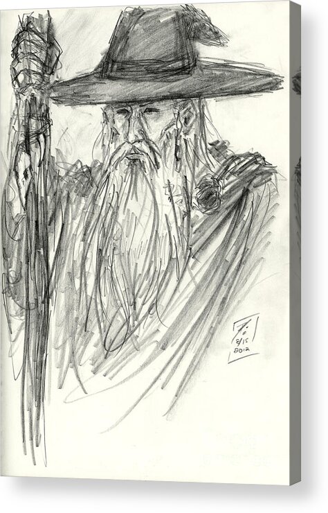 Sketch Acrylic Print featuring the drawing Odin All-father by Brandy Woods