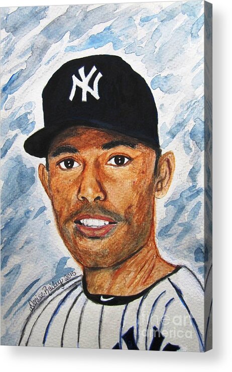 Mariano Rivera Acrylic Print featuring the painting Off to Never-Never Land by Denise Railey