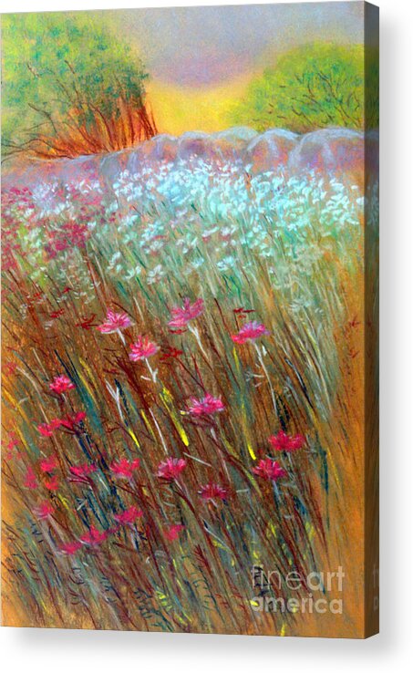 Floral Field Acrylic Print featuring the painting One Day In The Wild by Jasna Dragun