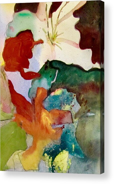 Flower Acrylic Print featuring the painting One White Flower by Carole Johnson
