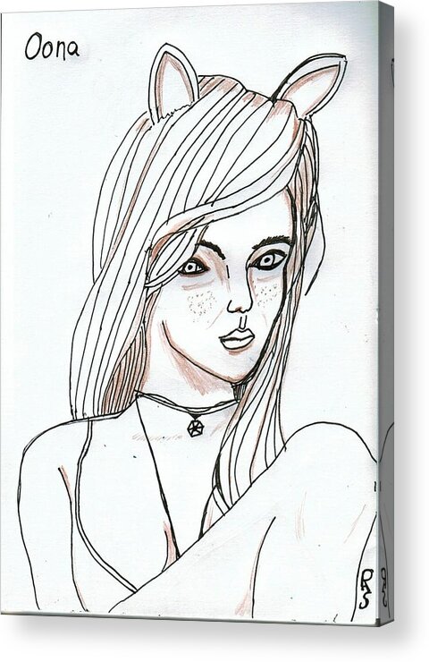 Oona Acrylic Print featuring the drawing Oona by Phil Strang