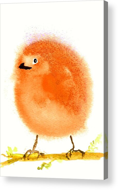 Watercolor Acrylic Print featuring the painting Orange Fluff by Anne Duke