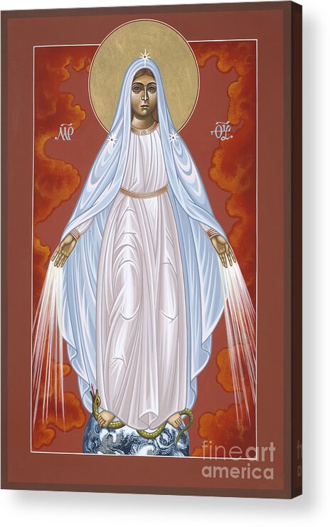 Our Lady Of The Miraculous Medal Acrylic Print featuring the painting Our Lady of the Miraculous Medal 061 by William Hart McNichols