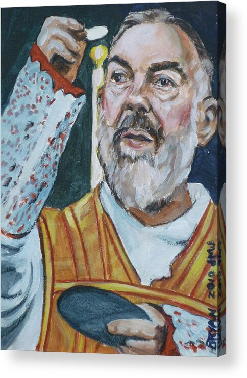 Padre Pio Acrylic Print featuring the painting Padre Pio by Bryan Bustard