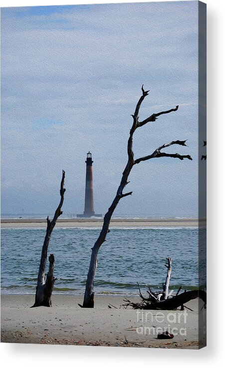 Lighthouses Acrylic Print featuring the photograph Painted Morris Island Lighthouse by Skip Willits