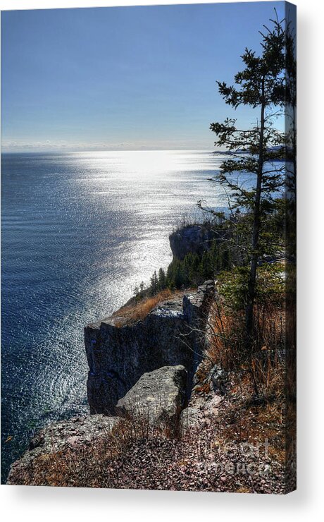 Lake Superior Acrylic Print featuring the photograph Palisade Head Lake Superior Minnesota Winter Afternoon by Wayne Moran
