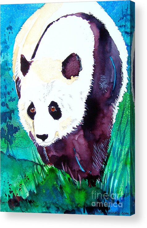 Panda Acrylic Print featuring the painting Panda by Jo Lynch
