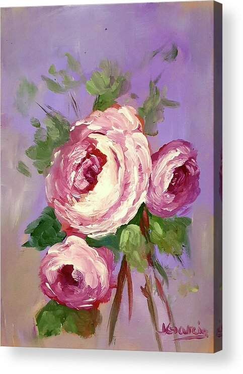 Rose Acrylic Print featuring the painting Pink Rose by Janet Garcia