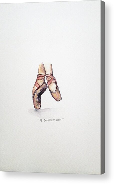 Ballet Acrylic Print featuring the painting Pointe on Friday by Venie Tee