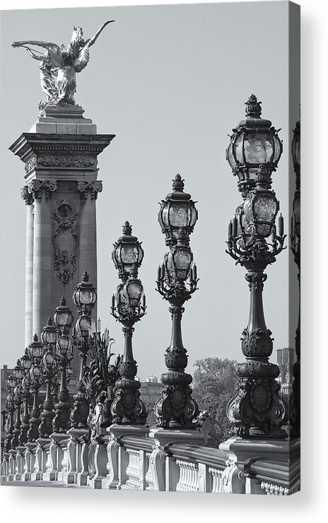 Clarence Holmes Acrylic Print featuring the photograph Pont Alexander III Detail BW by Clarence Holmes