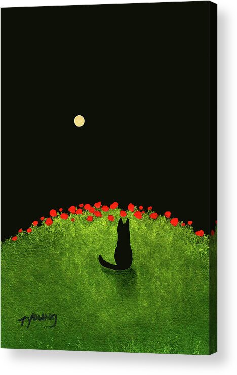 Black Acrylic Print featuring the painting Poppy Hill by Todd Young