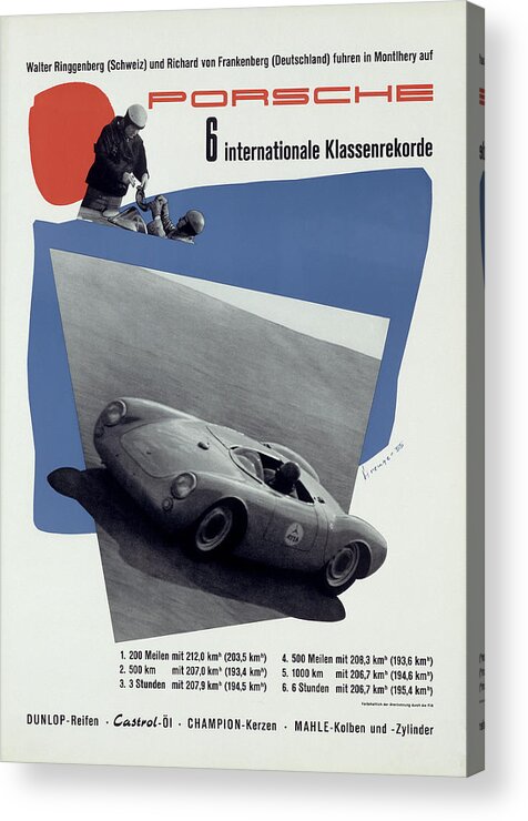 Porsche 6 Internationale Klassenrekorde Acrylic Print featuring the photograph Porsche 6 Internationale Klassenrekorde by Georgia Clare