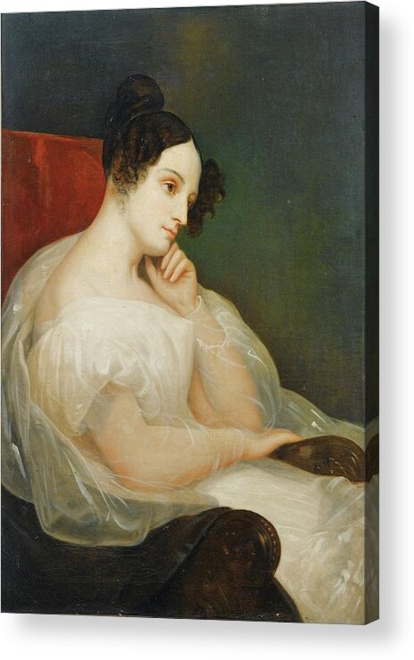 Ary Scheffer ; Portrait Of Marie-jos�phine Souham Acrylic Print featuring the painting Portrait Of Marie Josphine by MotionAge Designs
