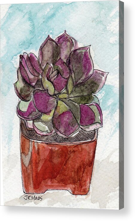 Potted Cactus Acrylic Print featuring the painting Potted Cactus by Julie Maas