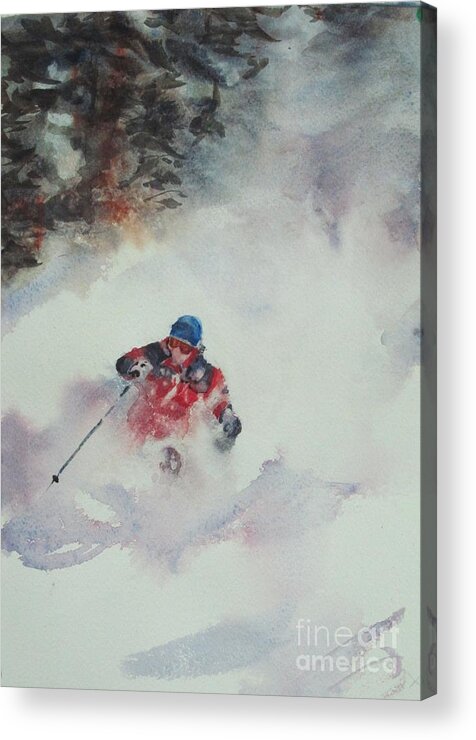 Skiing Acrylic Print featuring the painting Powder by Elizabeth Carr