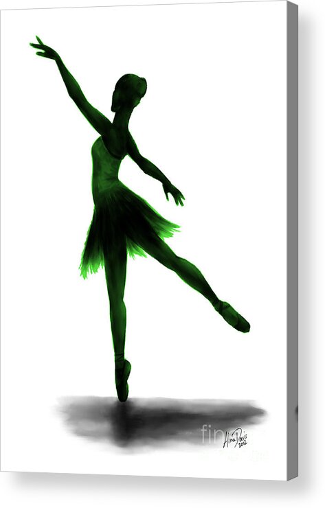 Ballet Acrylic Print featuring the digital art Practice Makes Perfect - Green by Alina Nash