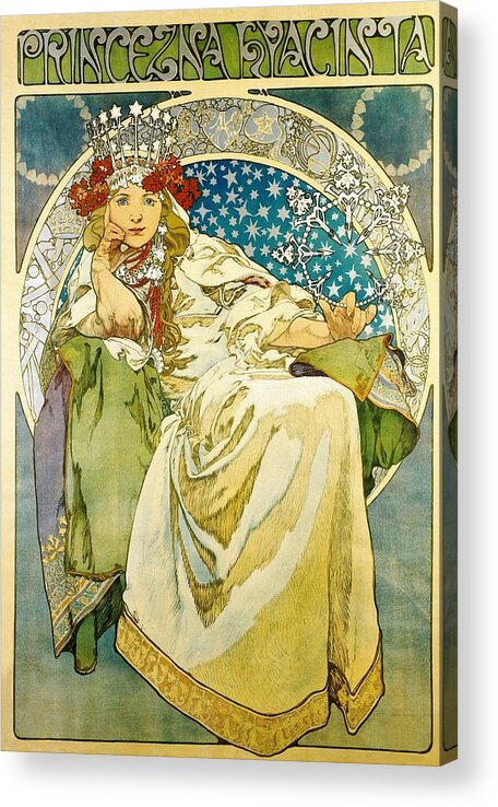 Alphonse Mucha Acrylic Print featuring the painting Princess Hyacinth by Alphonse Mucha