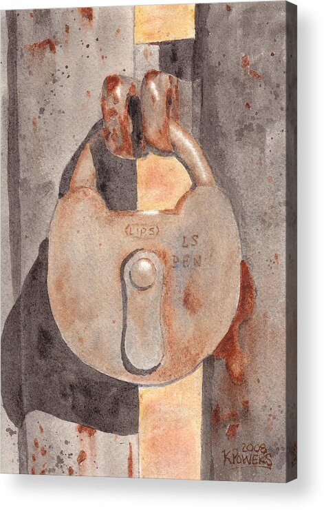 Lock Acrylic Print featuring the painting Prison Lock by Ken Powers