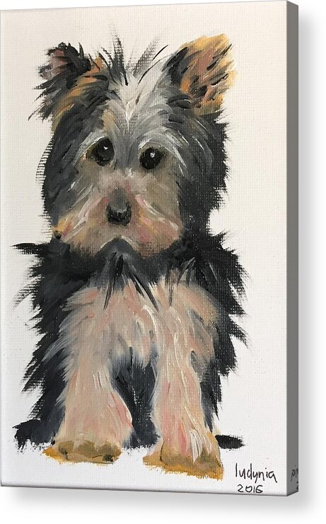 Dog Acrylic Print featuring the painting Puppy by Ryszard Ludynia