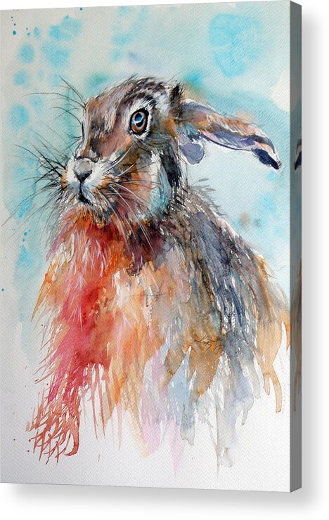 Rabbit Acrylic Print featuring the painting Rabbit by Kovacs Anna Brigitta