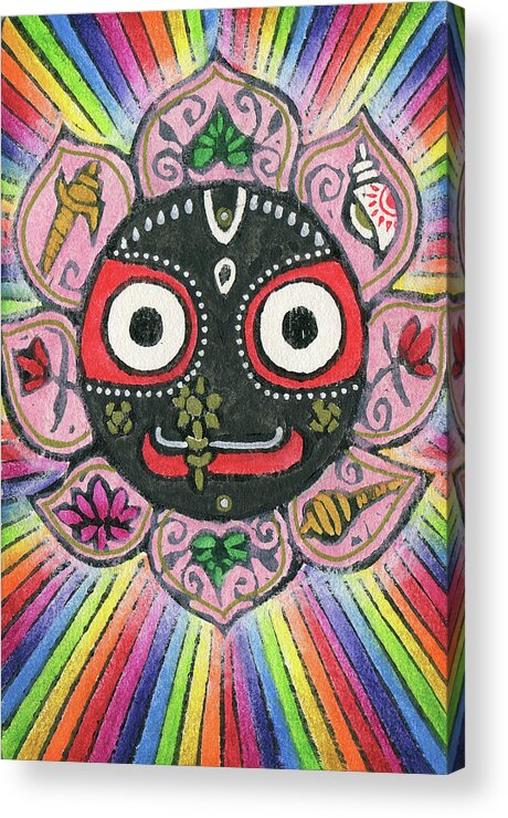 Jennifer Mazzucco Acrylic Print featuring the mixed media Rainbow Jagannath by Jennifer Mazzucco