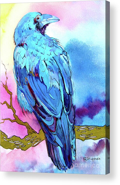 Ravens Acrylic Print featuring the painting Raven's Sight by Jo Lynch