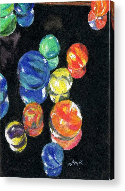 Watercolor Acrylic Print featuring the painting Reflections in Black by Lynne Reichhart