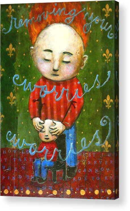 Text Acrylic Print featuring the painting Removing Your Worries by Pauline Lim