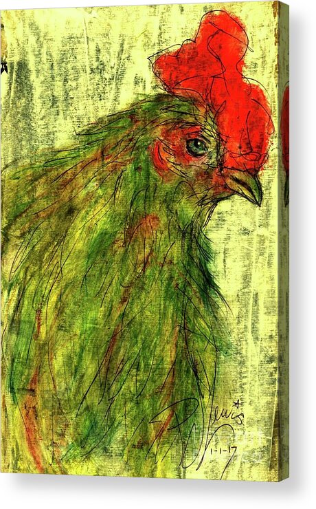 Chicken Acrylic Print featuring the drawing Rise and Shine by PJ Lewis