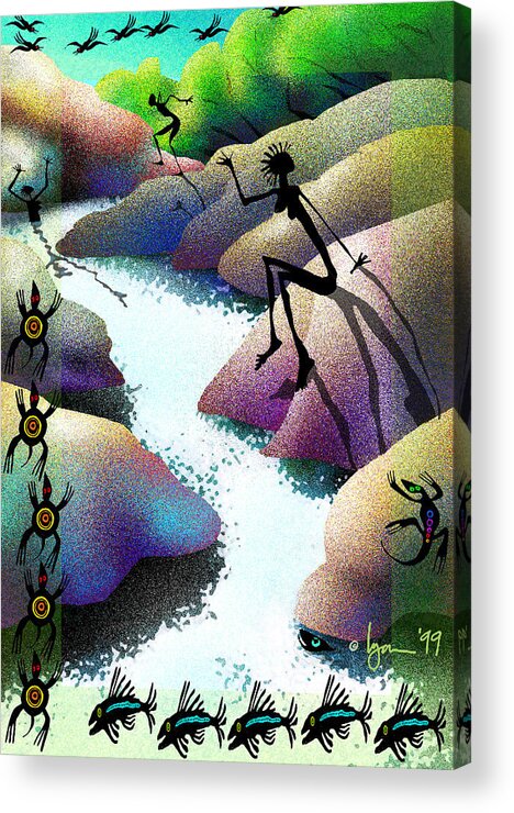 Land Of Ammaze Acrylic Print featuring the painting River Dance by Angela Treat Lyon