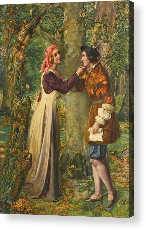 Edward William Rainford Acrylic Print featuring the painting Rosalind Telling Celia that Orlando is in the Forest by Edward William Rainford