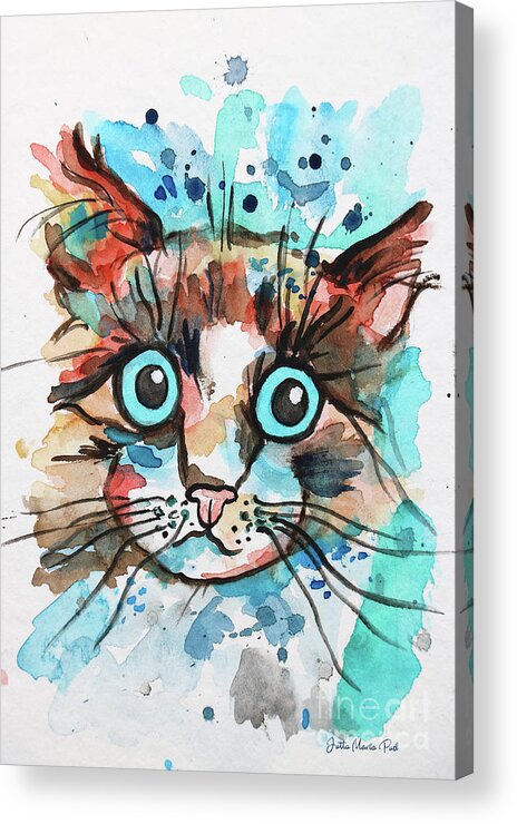 Paint Acrylic Print featuring the painting Sad Cat by Jutta Maria Pusl