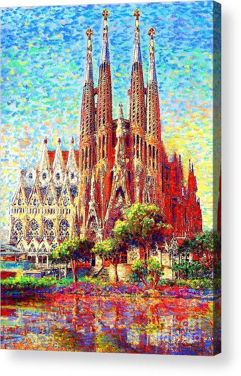 Spain Acrylic Print featuring the painting Sagrada Familia by Jane Small