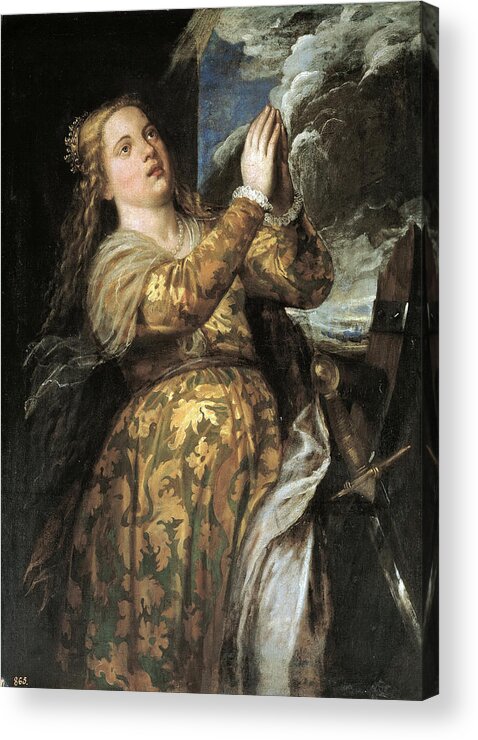 Titian Acrylic Print featuring the painting Saint Catherine of Alexandria by Titian