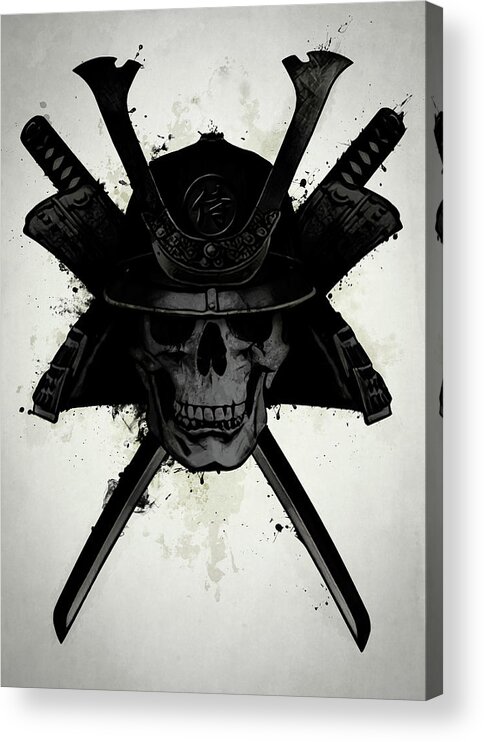 Samurai Acrylic Print featuring the digital art Samurai Skull by Nicklas Gustafsson