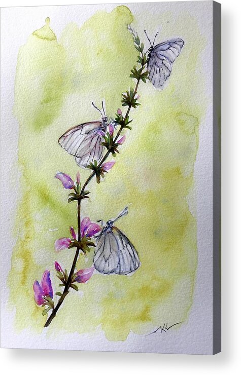 Butterflies Acrylic Print featuring the painting Scent of Spring by Katerina Kovatcheva